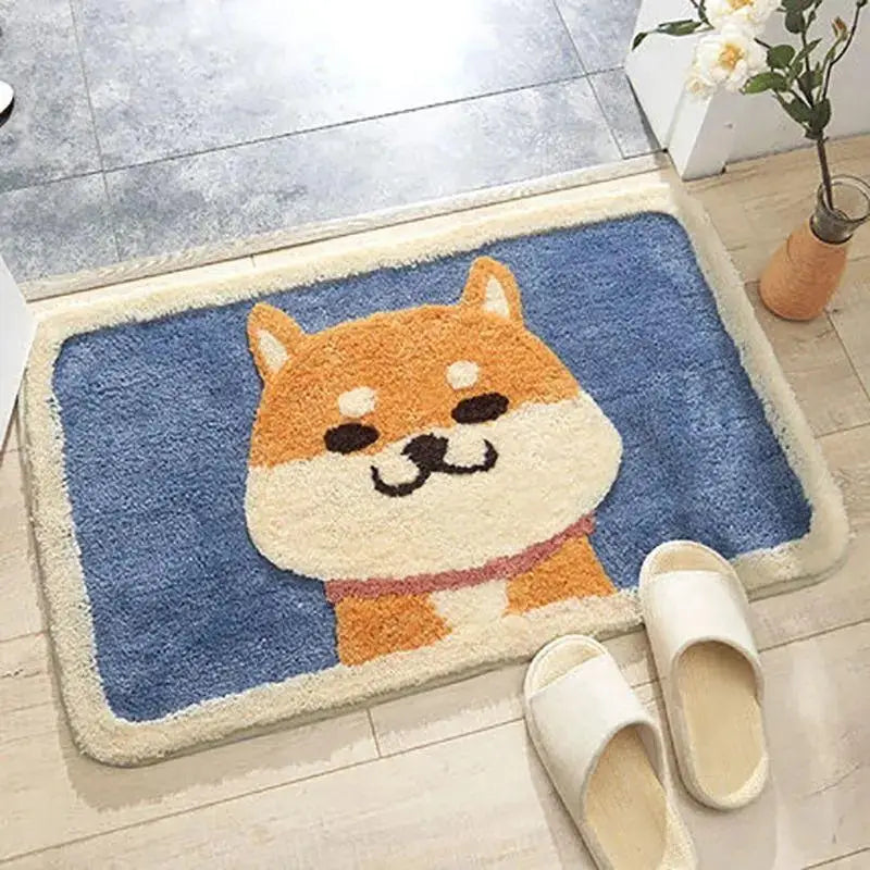 VIKAMA Simple Cartoon Restroom Doorway Carpet Non-slip Bathroom Entryway Dirty Wear-resistant Carpet Home Decoration