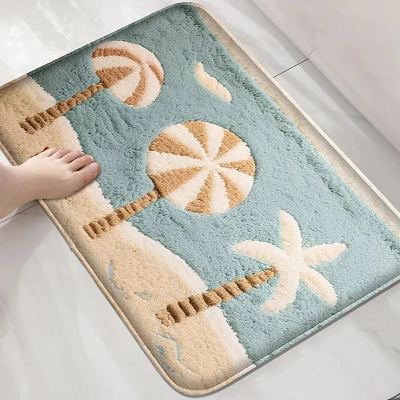Coconut Tree Bathroom Anti Slip Floor Mats Shower Room Small Carpet Washbasin Absorbent Foot Mat Modern Home Decorative Carpet