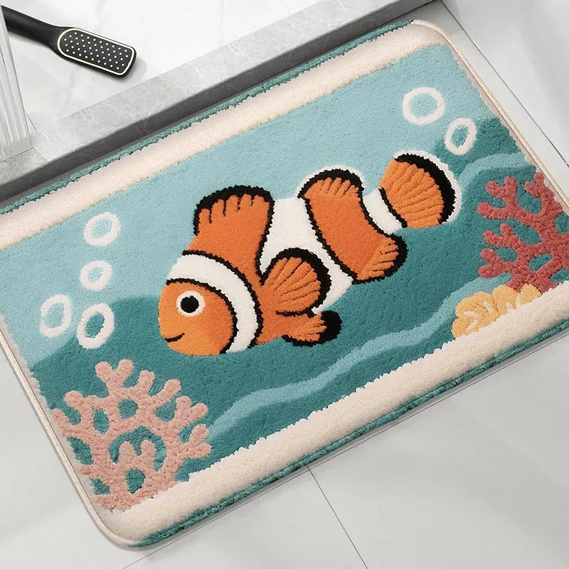 Coconut Tree Bathroom Anti Slip Floor Mats Shower Room Small Carpet Washbasin Absorbent Foot Mat Modern Home Decorative Carpet