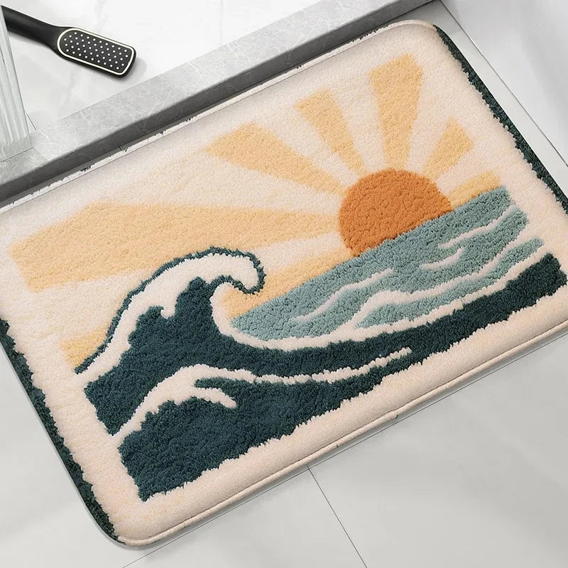 Coconut Tree Bathroom Anti Slip Floor Mats Shower Room Small Carpet Washbasin Absorbent Foot Mat Modern Home Decorative Carpet