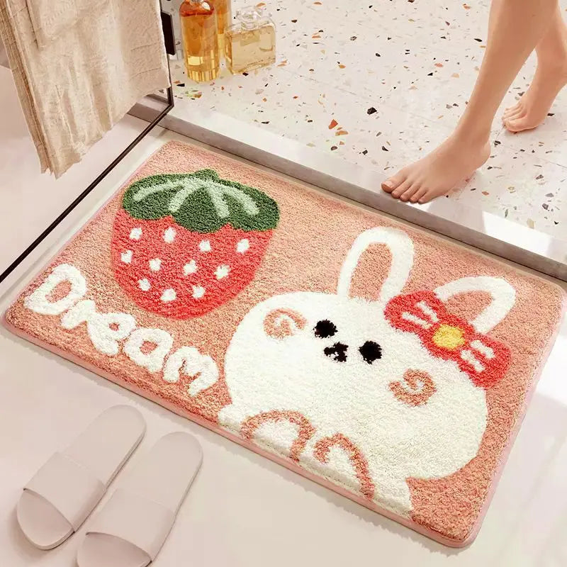 VIKAMA Simple Cartoon Restroom Doorway Carpet Non-slip Bathroom Entryway Dirty Wear-resistant Carpet Home Decoration