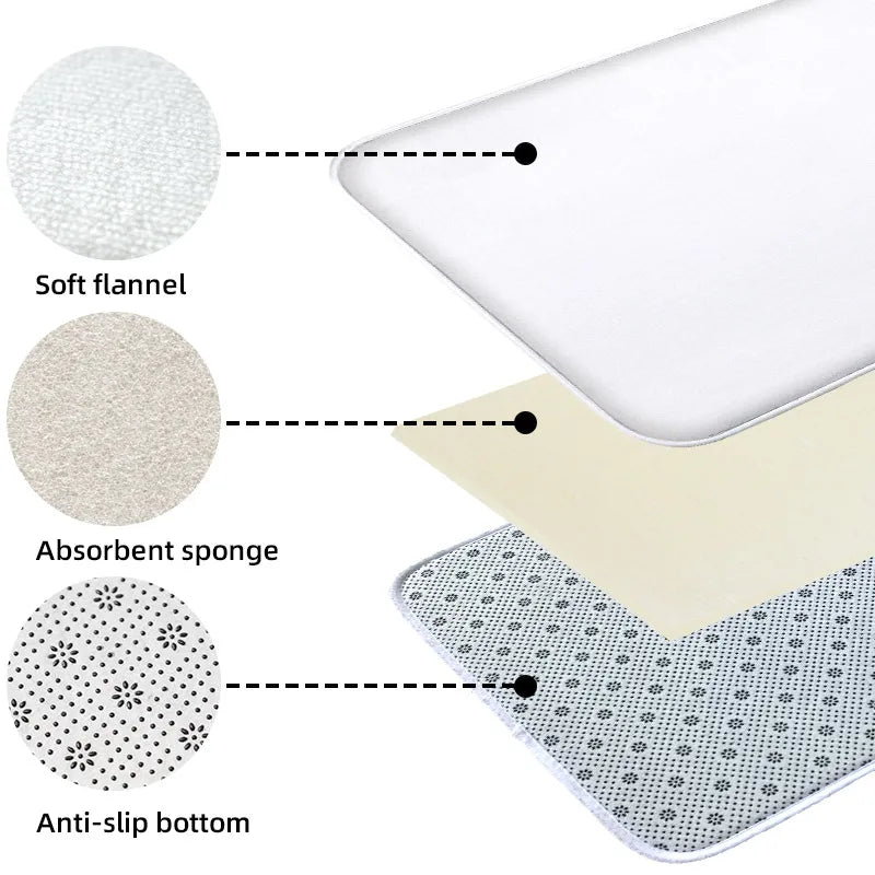 Cartoon Fish Bathroom Anti Slip Mat Shower Room Small Carpet Bathroom Absorbent Foot Mat Home Decoration Mat Machine Washable