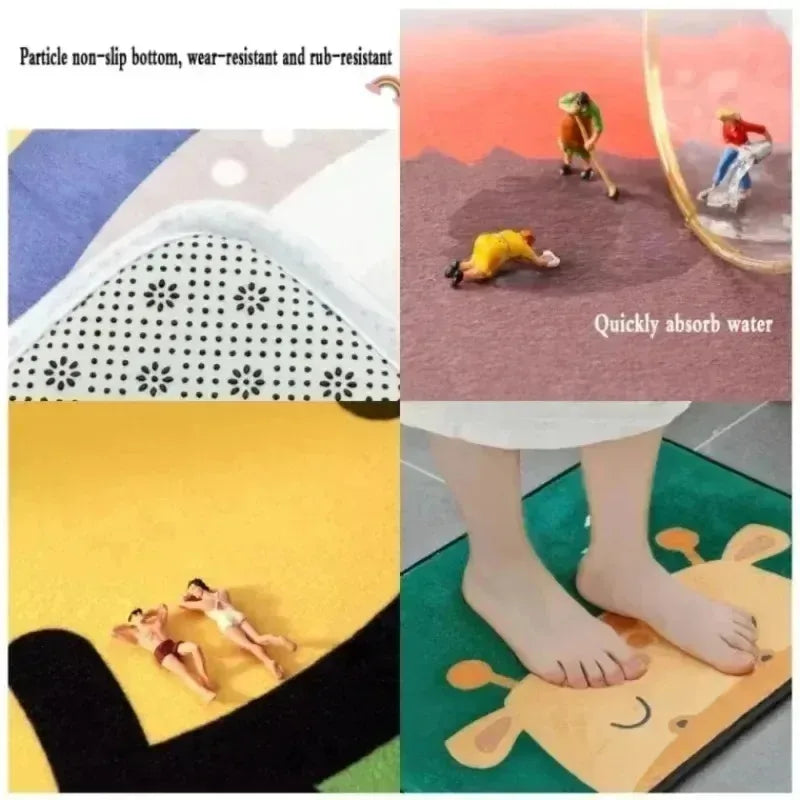 Coconut Tree Bathroom Anti Slip Floor Mats Shower Room Small Carpet Washbasin Absorbent Foot Mat Modern Home Decorative Carpet